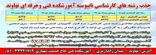 *جذب رشته های کارشناسی ناپیوسته آموزشکده فنی وحرفه ای نهاوند*