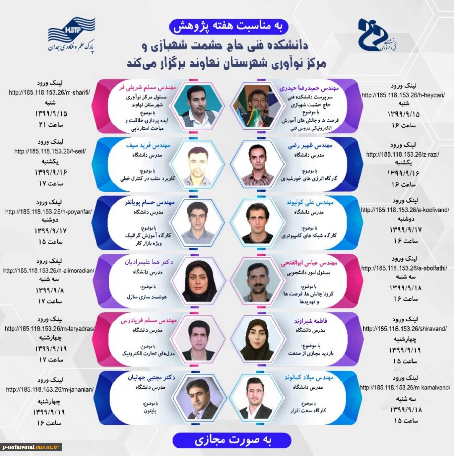 وبینار های دانشکده فنی و حرفه ای نهاوند به مناسبت هفته پژوهش 2