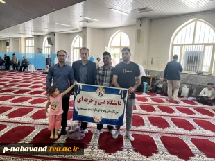 سخنرانی قبل از خطبه های نماز جمعه نهاوند مسئول کانون بسیج اساتید شهرستان  و تمجید از همت جهادی کارکنان مرکز در عرصه خدمت و توسعه کمی و کیفی آموزش عالی در دولت ایران قوی 3